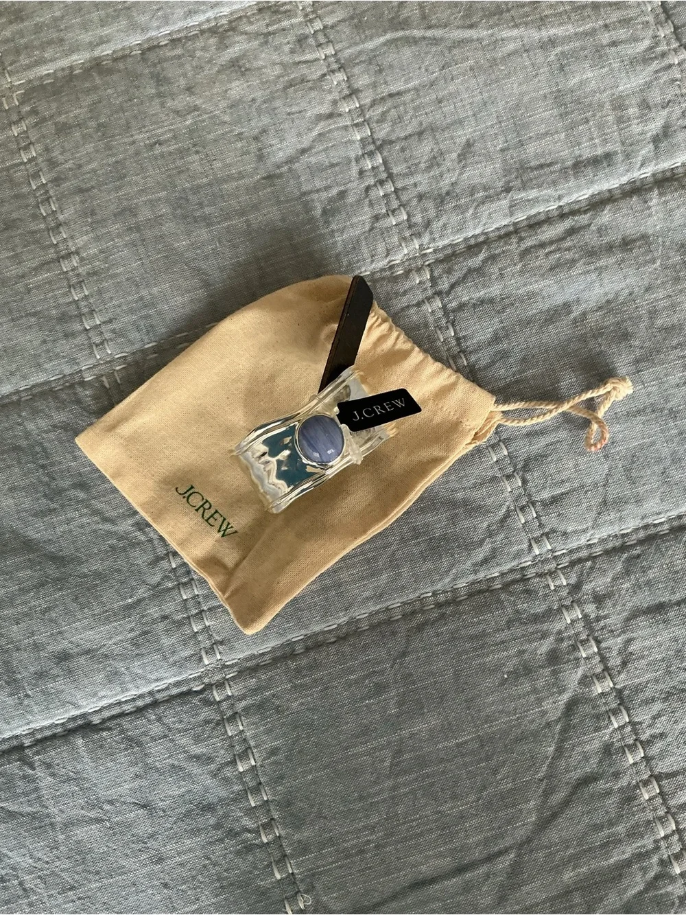 J. Crew Silver Cuff Bracelet with Light Blue Accent